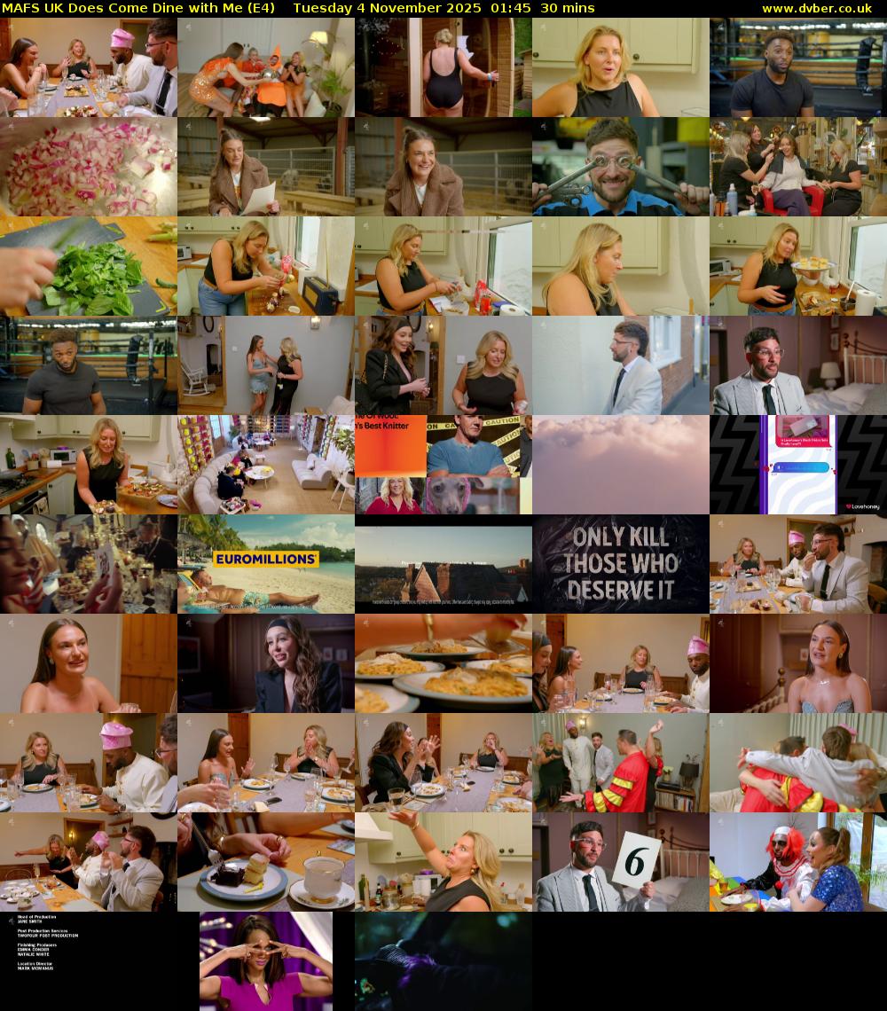 MAFS UK Does Come Dine with Me (E4) Tuesday 4 November 2025 01:45 - 02:15