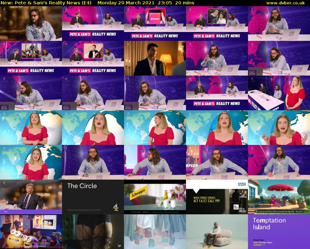 Pete & Sam's Reality News (E4) Monday 29 March 2021 23:05 - 23:25