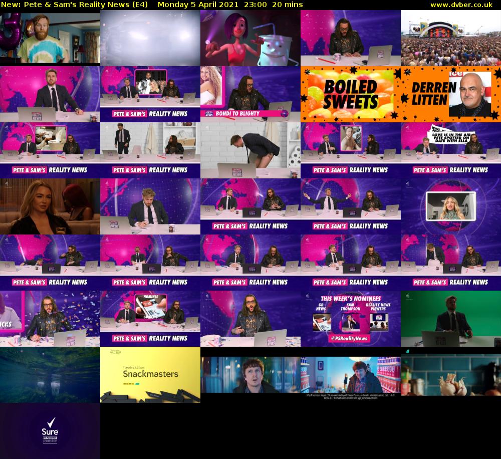 Pete & Sam's Reality News (E4) Monday 5 April 2021 23:00 - 23:20