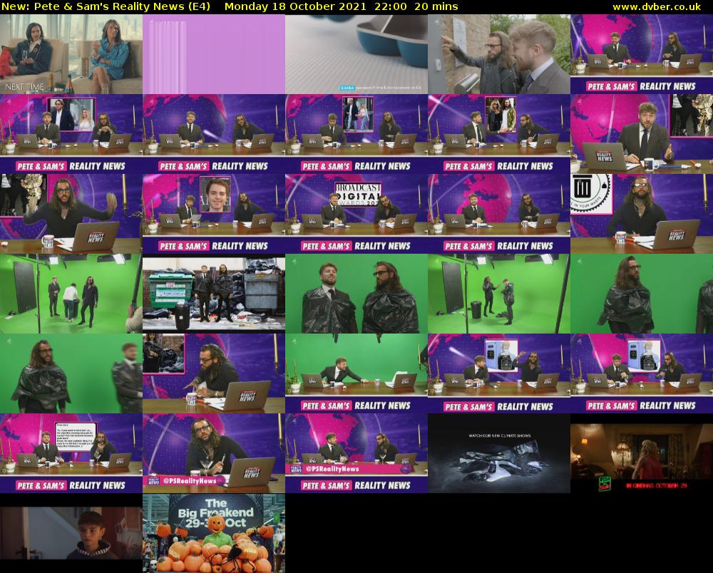 Pete & Sam's Reality News (E4) Monday 18 October 2021 22:00 - 22:20
