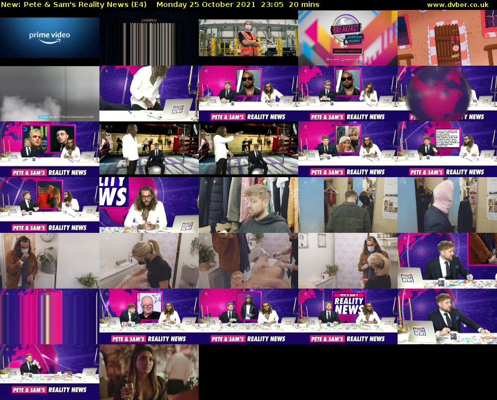 Pete & Sam's Reality News (E4) Monday 25 October 2021 23:05 - 23:25