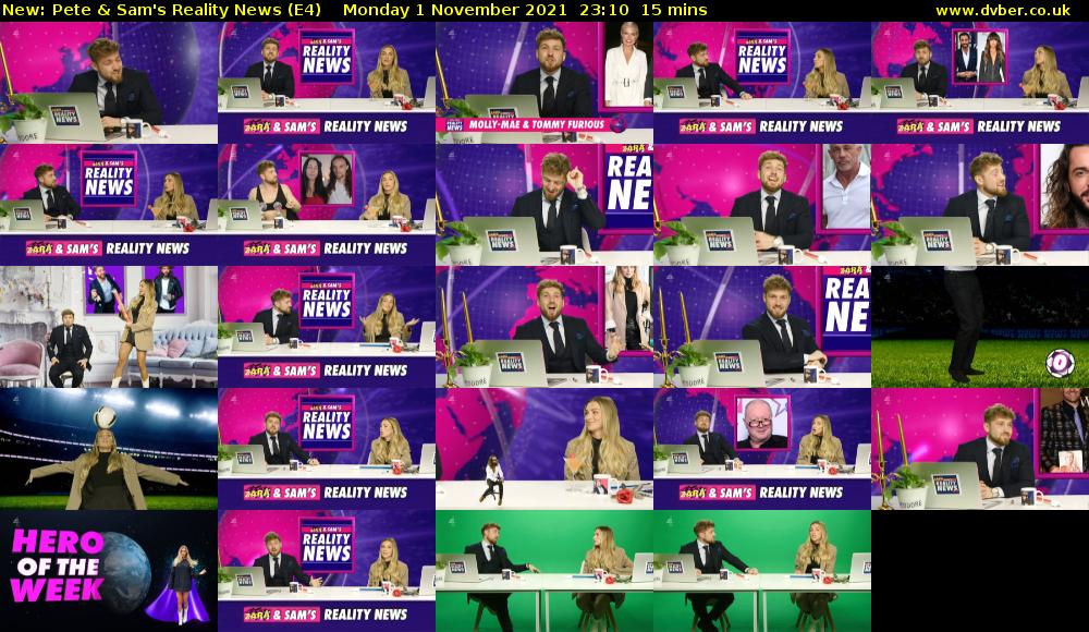 Pete & Sam's Reality News (E4) Monday 1 November 2021 23:10 - 23:25