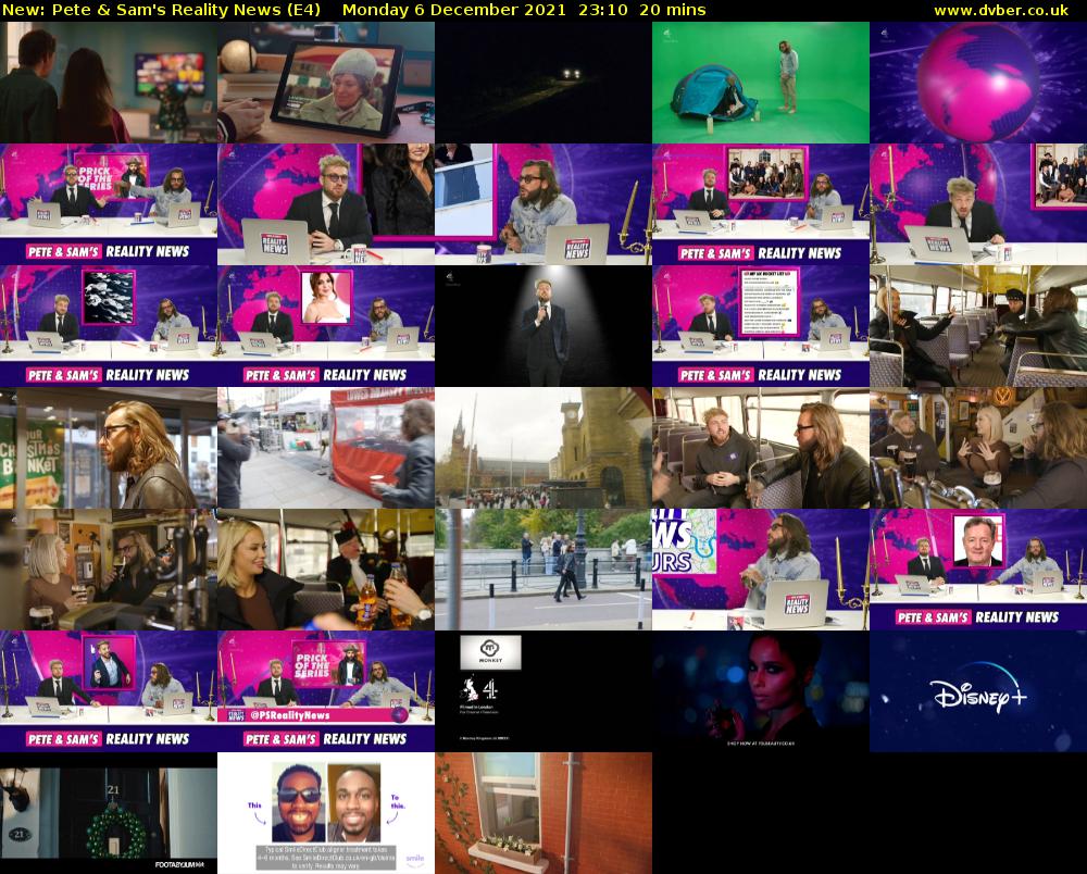 Pete & Sam's Reality News (E4) Monday 6 December 2021 23:10 - 23:30