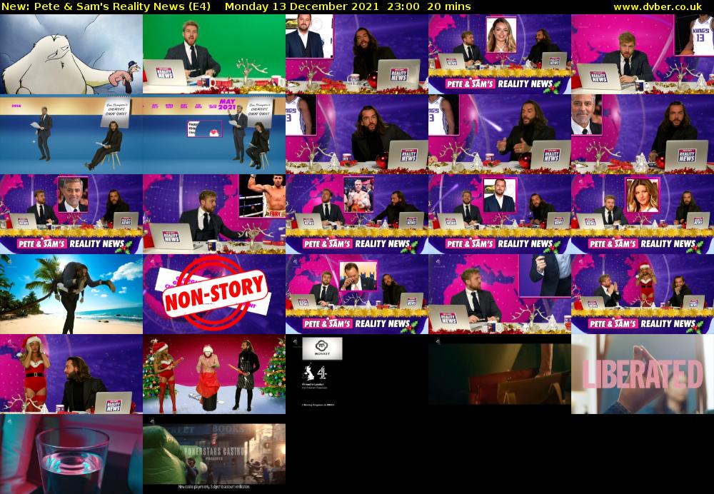 Pete & Sam's Reality News (E4) Monday 13 December 2021 23:00 - 23:20