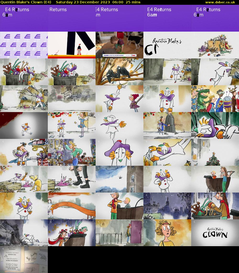 Quentin Blake's Clown (E4) Saturday 23 December 2023 06:00 - 06:25