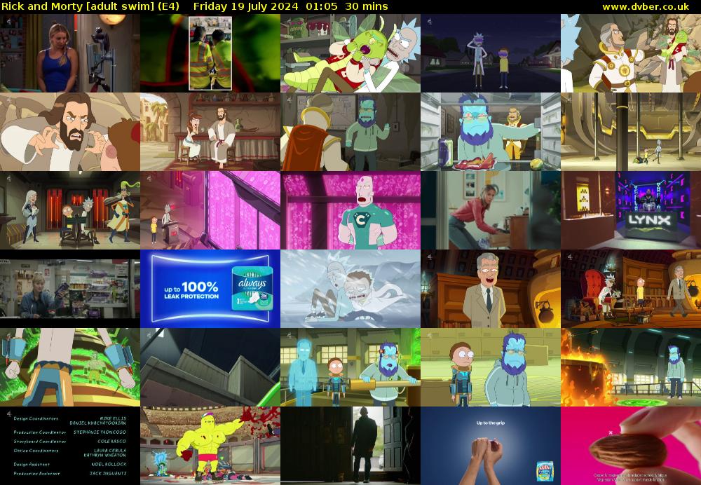Rick and Morty [adult swim] (E4) Friday 19 July 2024 01:05 - 01:35