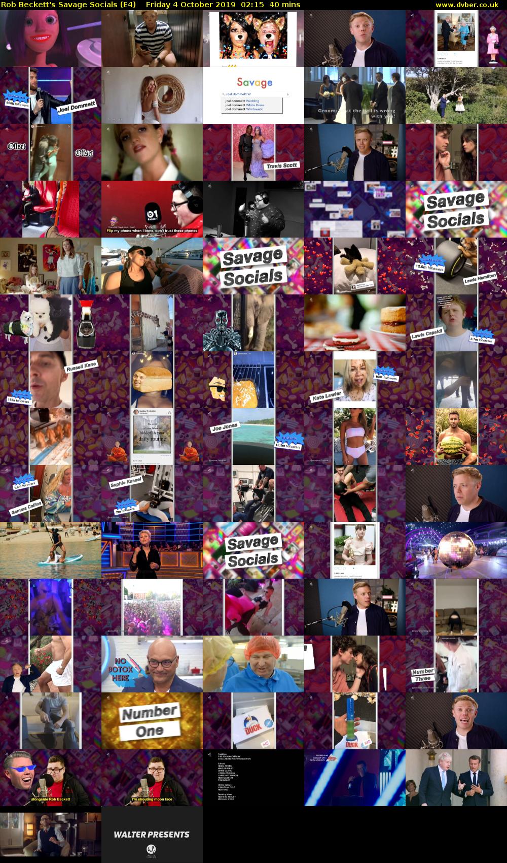 Rob Beckett's Savage Socials (E4) Friday 4 October 2019 02:15 - 02:55