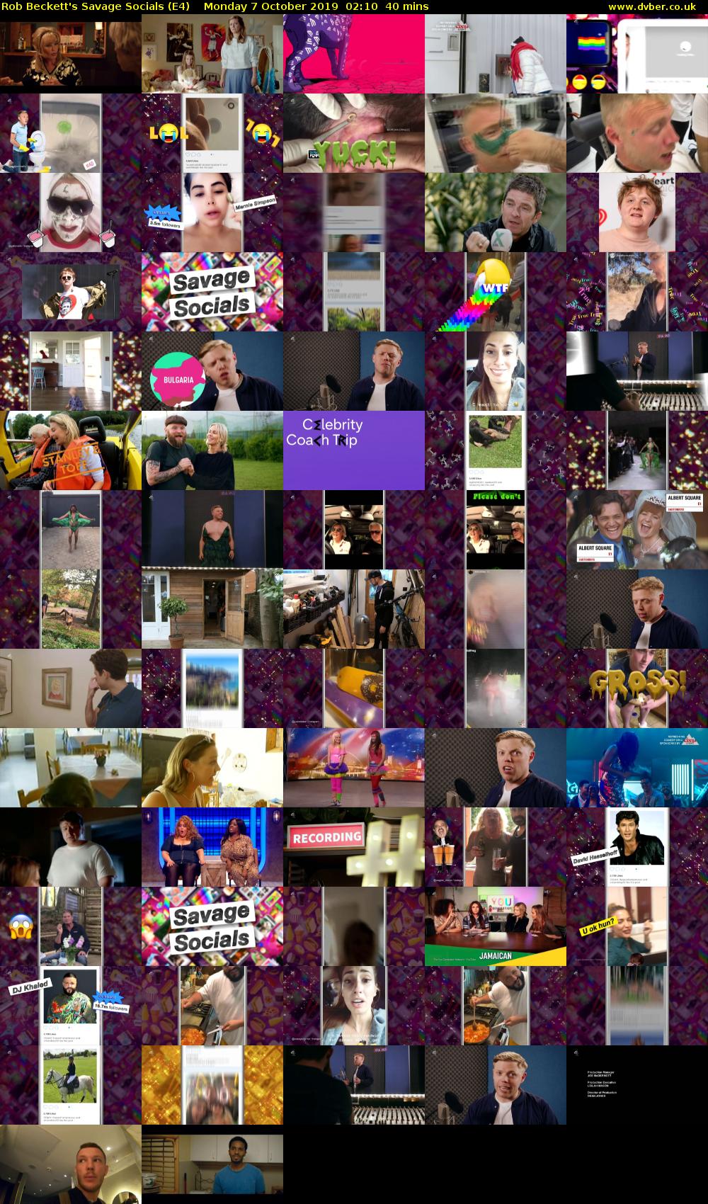 Rob Beckett's Savage Socials (E4) Monday 7 October 2019 02:10 - 02:50