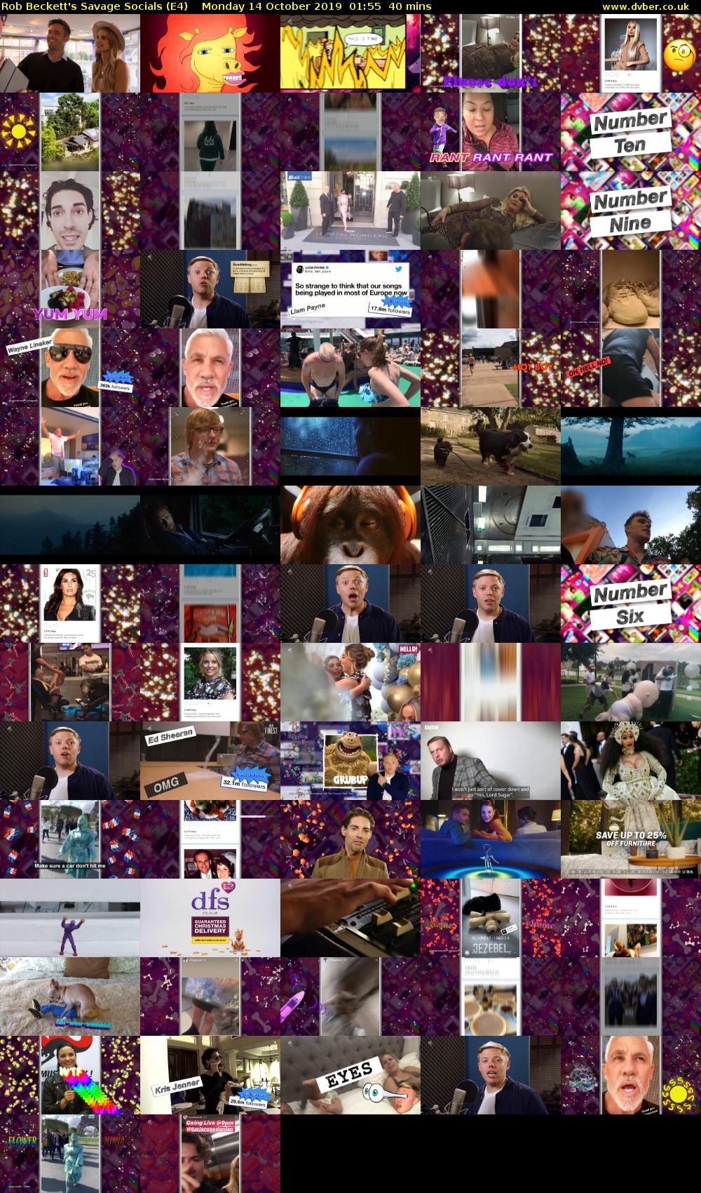 Rob Beckett's Savage Socials (E4) Monday 14 October 2019 01:55 - 02:35