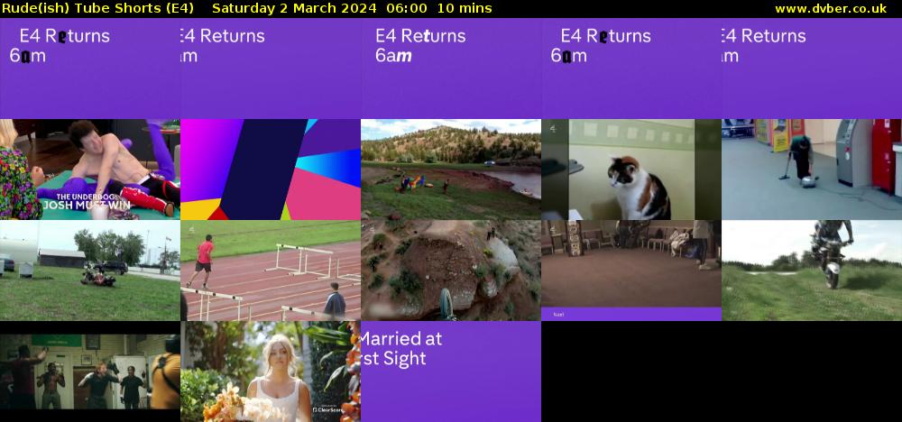 Rude(ish) Tube Shorts (E4) Saturday 2 March 2024 06:00 - 06:10