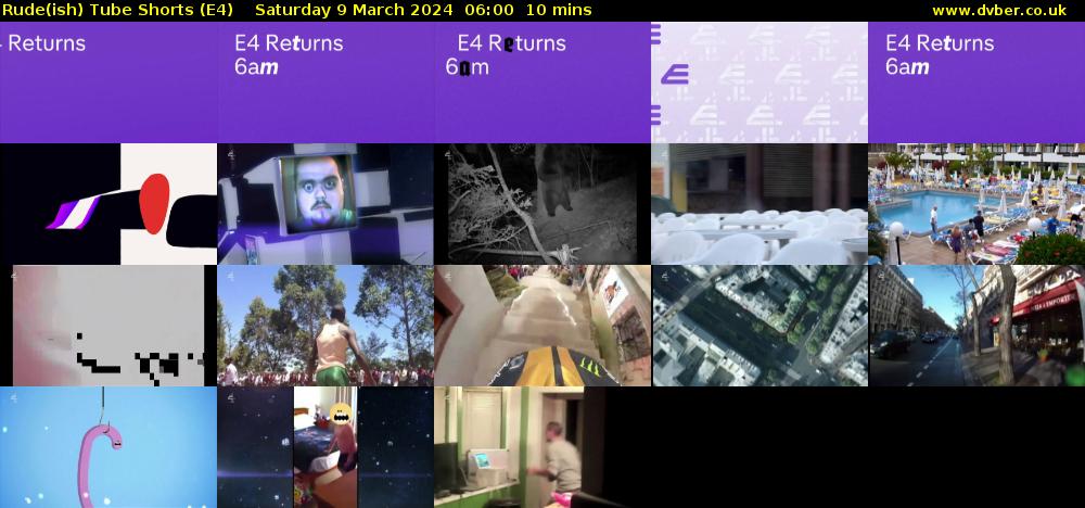 Rude(ish) Tube Shorts (E4) Saturday 9 March 2024 06:00 - 06:10