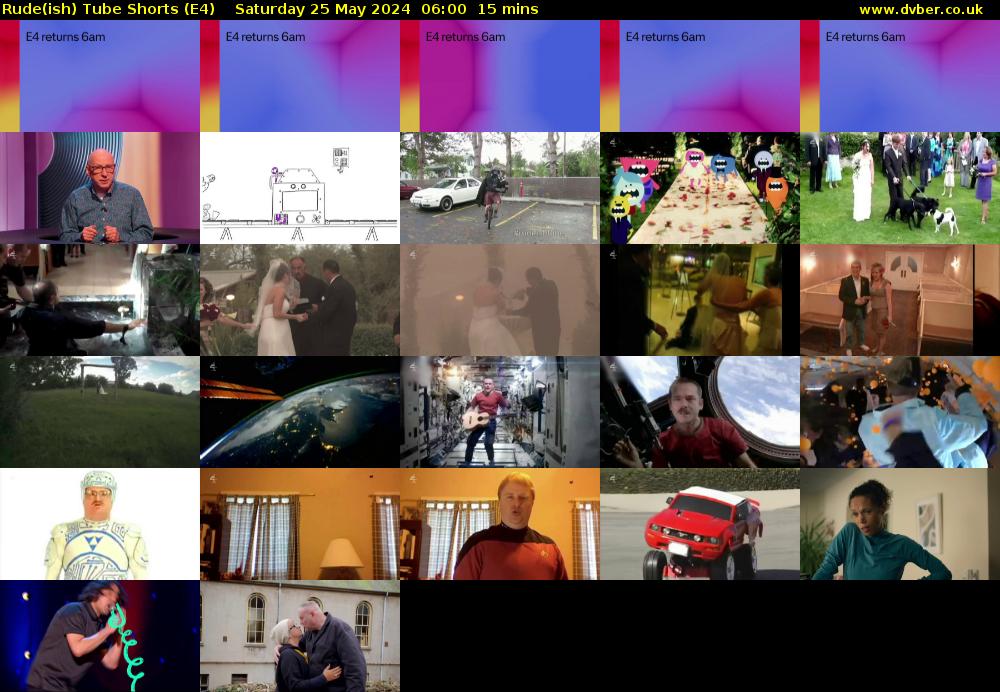 Rude(ish) Tube Shorts (E4) Saturday 25 May 2024 06:00 - 06:15