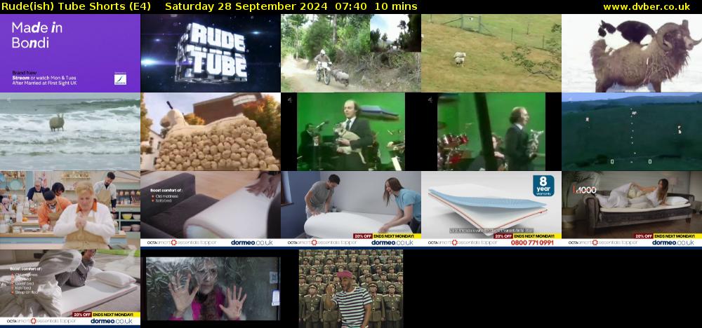 Rude(ish) Tube Shorts (E4) Saturday 28 September 2024 07:40 - 07:50