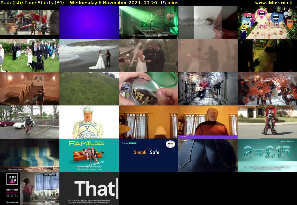 Rude(ish) Tube Shorts (E4) Wednesday 6 November 2024 09:20 - 09:35