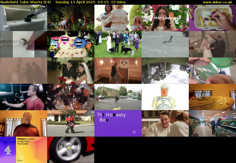 Rude(ish) Tube Shorts (E4) Sunday 13 April 2025 07:15 - 07:30