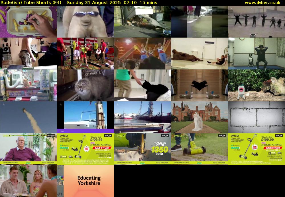 Rude(ish) Tube Shorts (E4) Sunday 31 August 2025 07:10 - 07:25