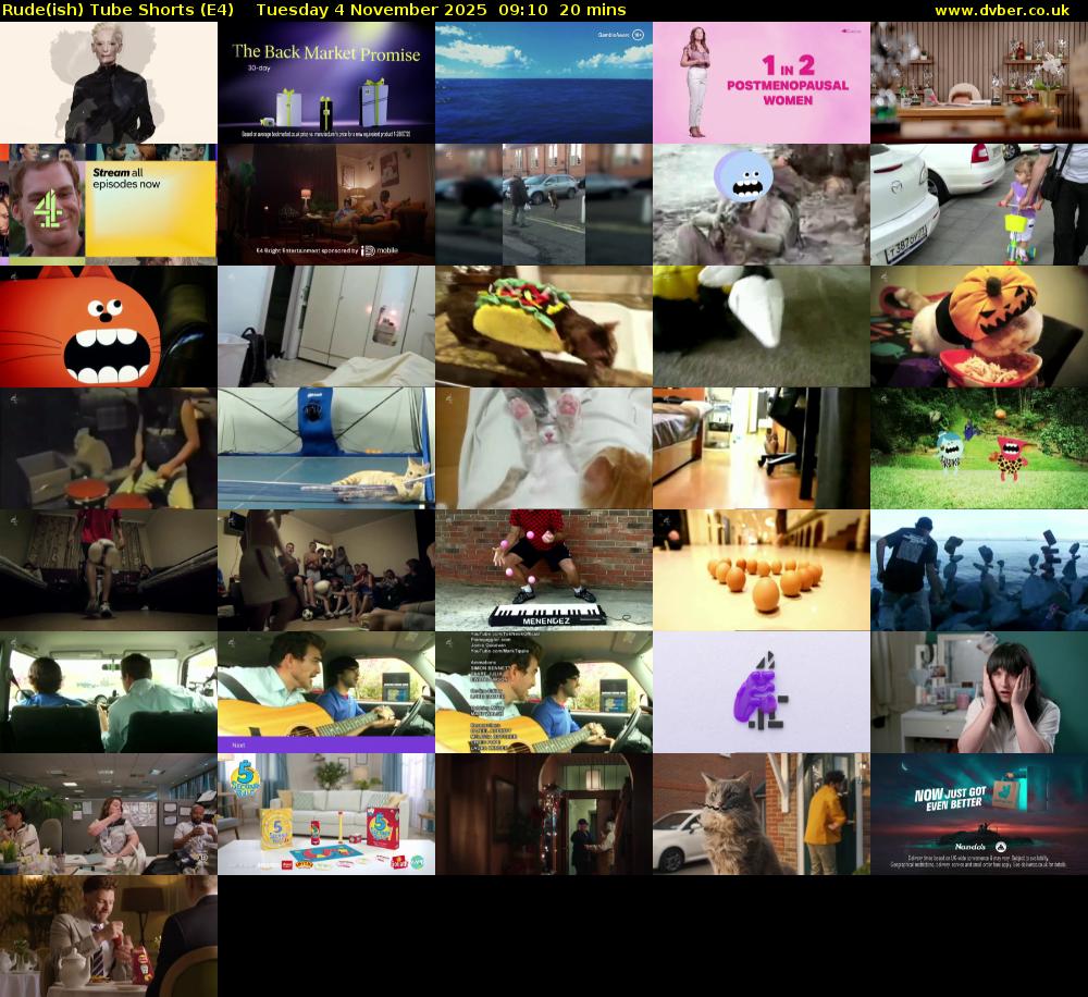 Rude(ish) Tube Shorts (E4) Tuesday 4 November 2025 09:10 - 09:30