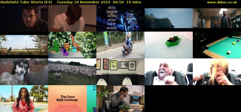 Rude(ish) Tube Shorts (E4) Tuesday 18 November 2025 06:50 - 07:00