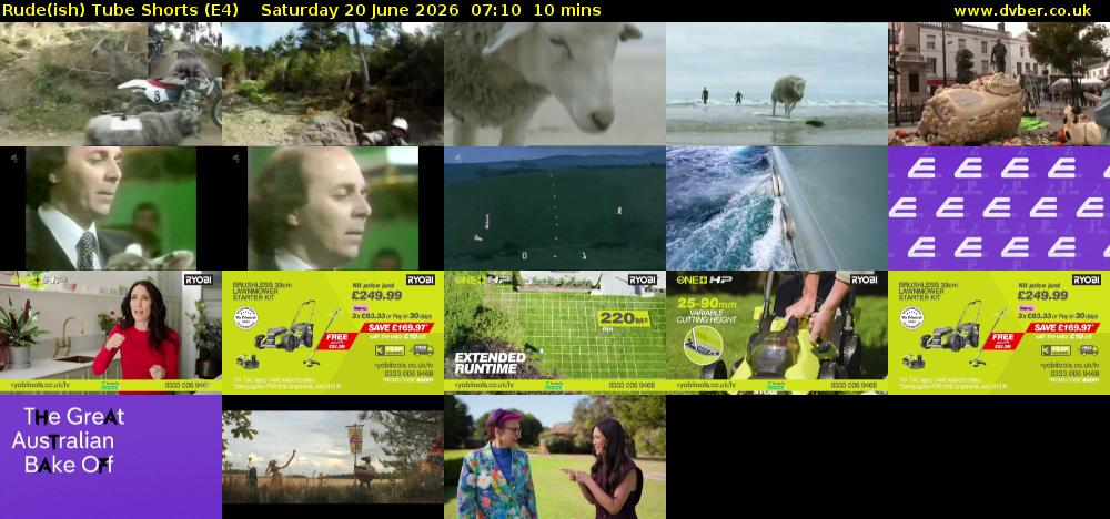 Rude(ish) Tube Shorts (E4) Saturday 20 June 2026 07:10 - 07:20