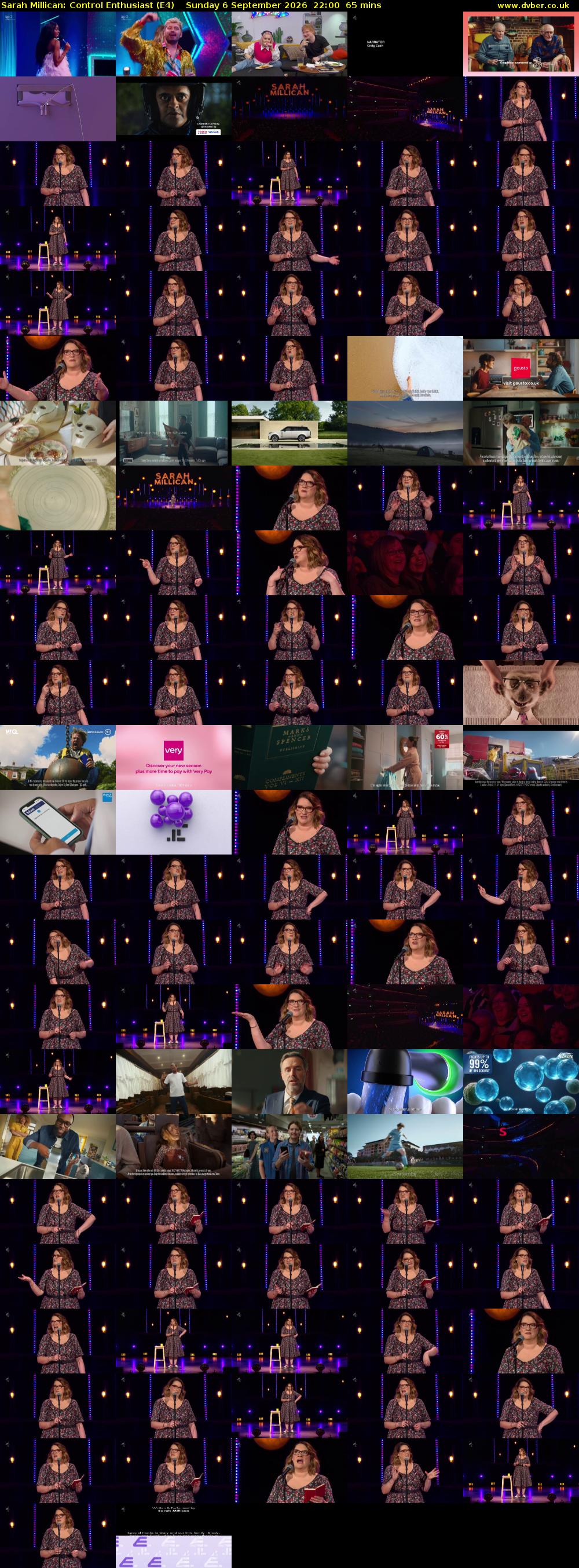 Sarah Millican: Control Enthusiast (E4) Sunday 6 September 2026 22:00 - 23:05
