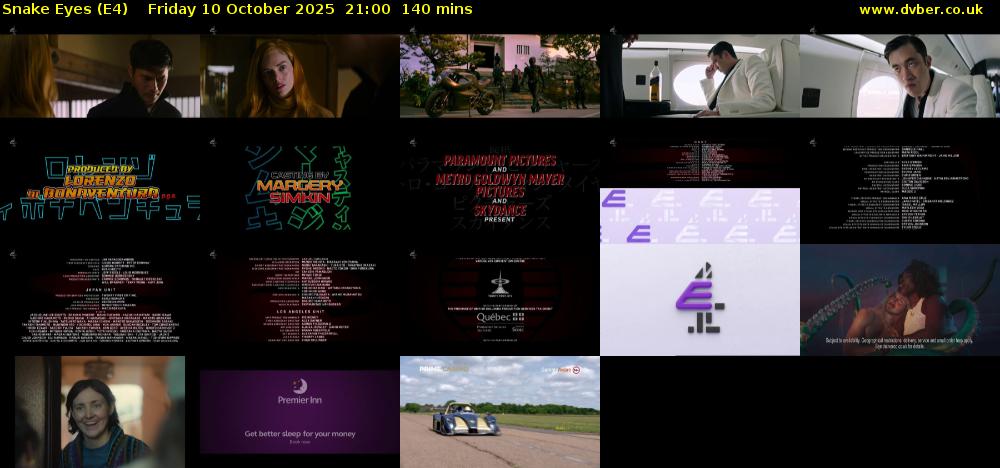 Snake Eyes (E4) Friday 10 October 2025 21:00 - 23:20