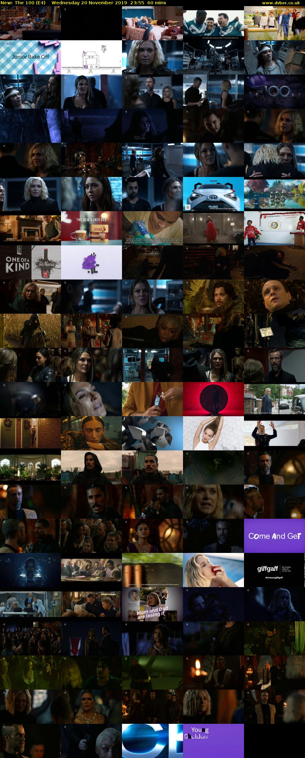 The 100 (E4) Wednesday 20 November 2019 23:55 - 00:55