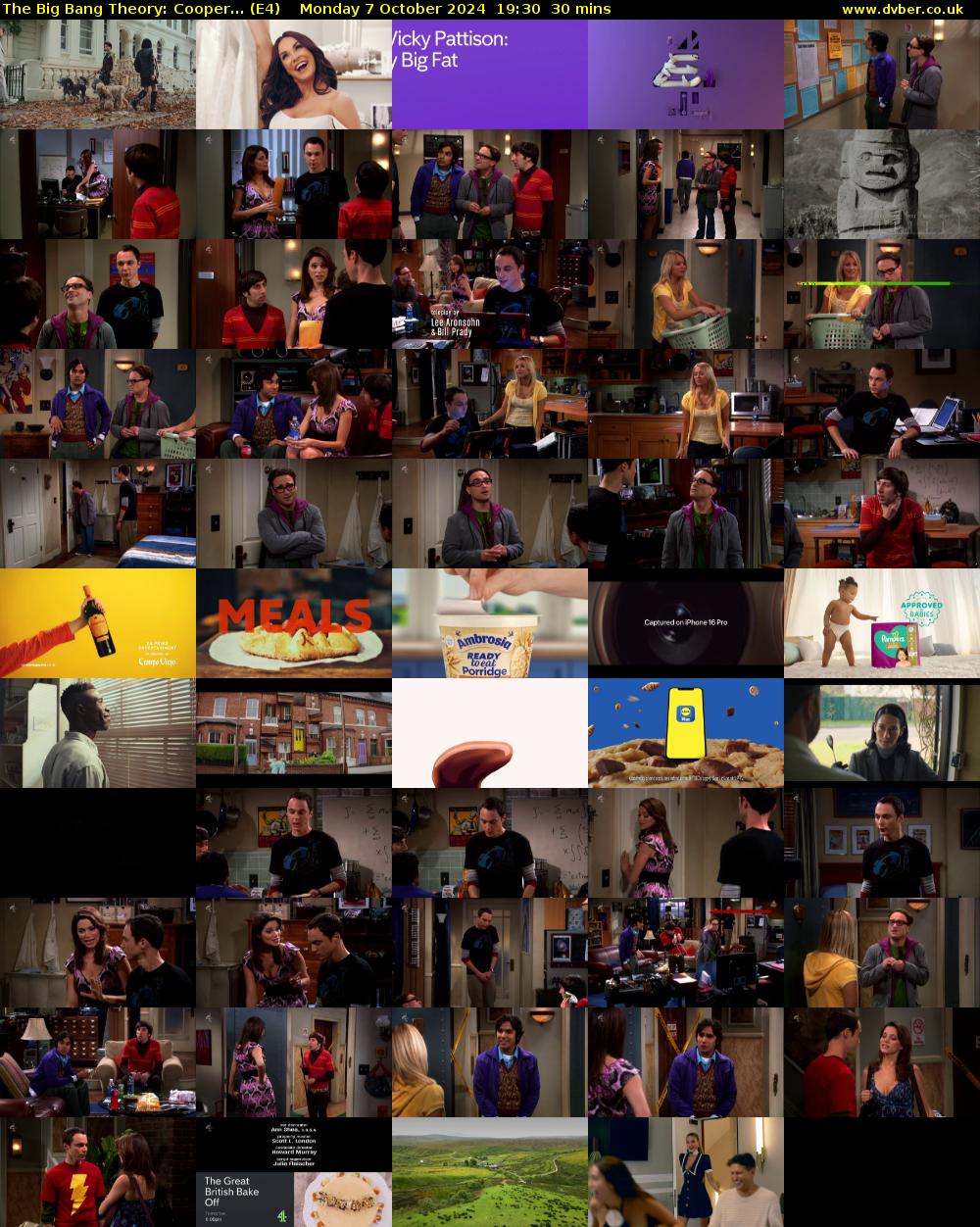 The Big Bang Theory: Cooper... (E4) Monday 7 October 2024 19:30 - 20:00