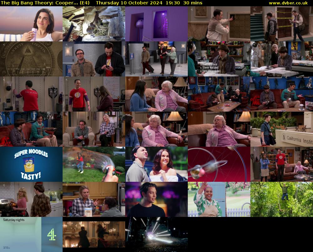 The Big Bang Theory: Cooper... (E4) Thursday 10 October 2024 19:30 - 20:00