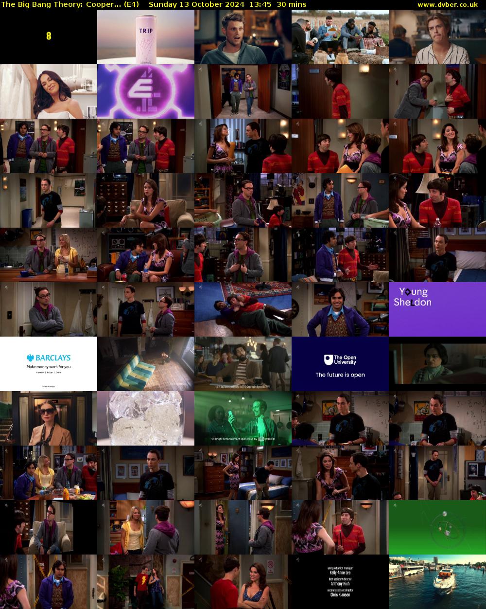 The Big Bang Theory: Cooper... (E4) Sunday 13 October 2024 13:45 - 14:15