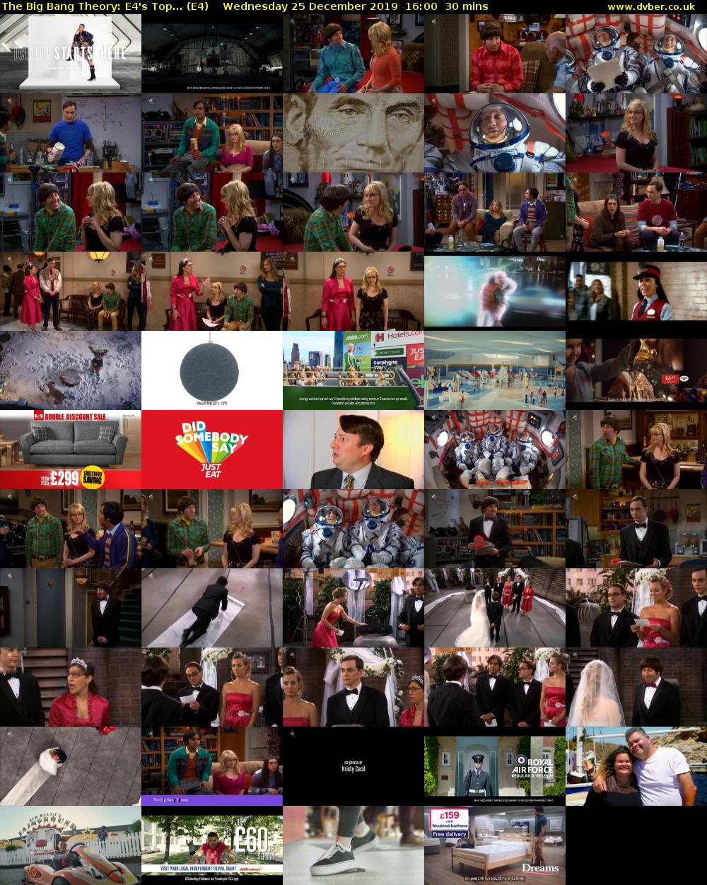 The Big Bang Theory: E4's Top... (E4) Wednesday 25 December 2019 16:00 - 16:30