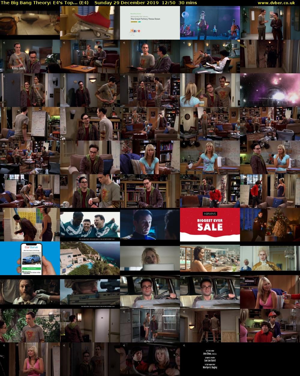 The Big Bang Theory: E4's Top... (E4) Sunday 29 December 2019 12:50 - 13:20