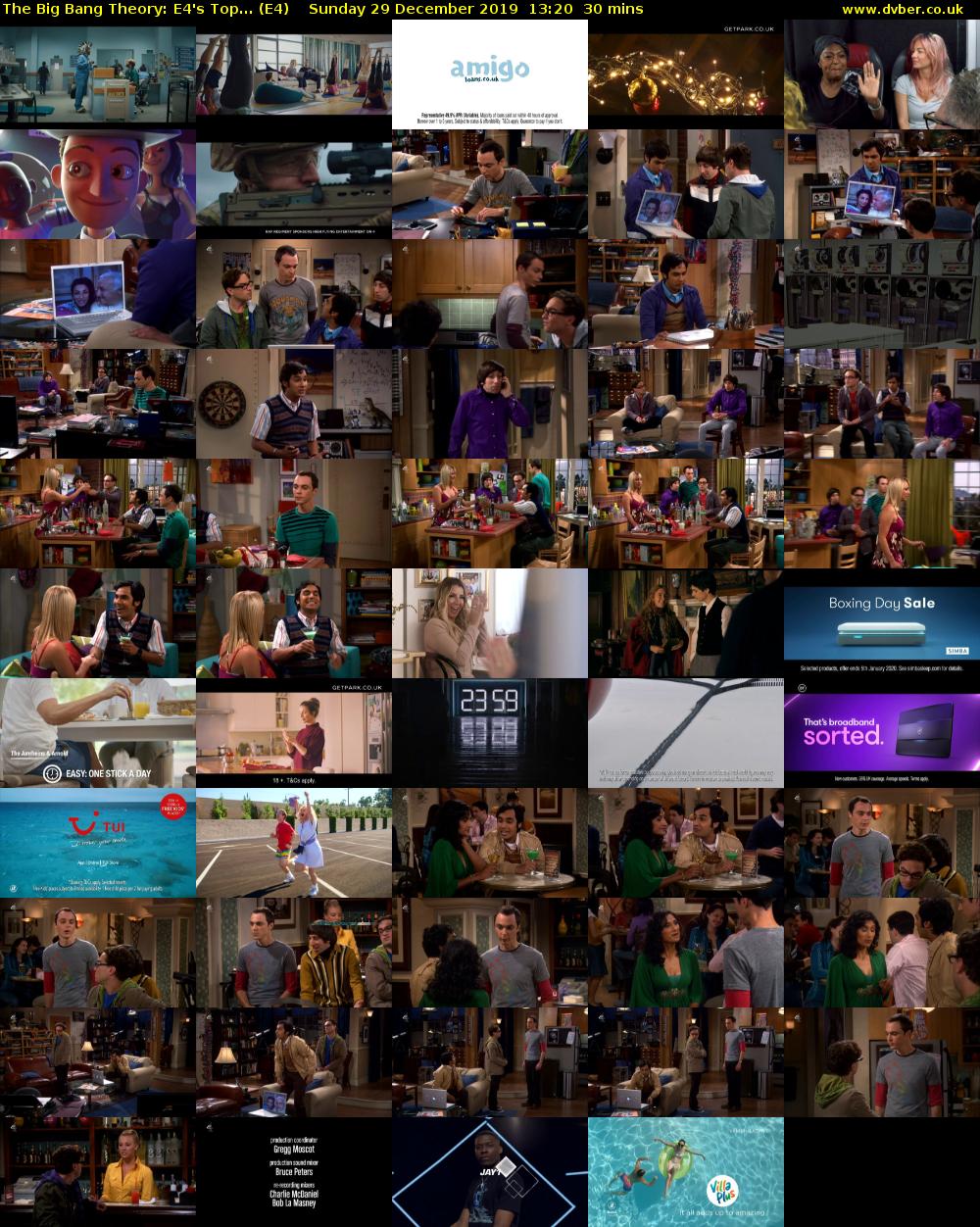 The Big Bang Theory: E4's Top... (E4) Sunday 29 December 2019 13:20 - 13:50