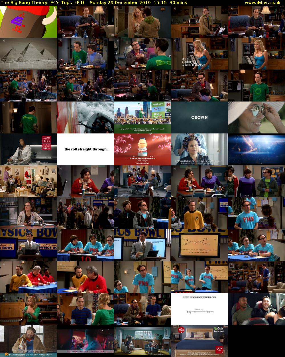 The Big Bang Theory: E4's Top... (E4) Sunday 29 December 2019 15:15 - 15:45