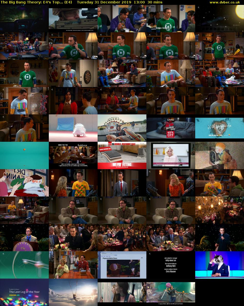 The Big Bang Theory: E4's Top... (E4) Tuesday 31 December 2019 13:00 - 13:30