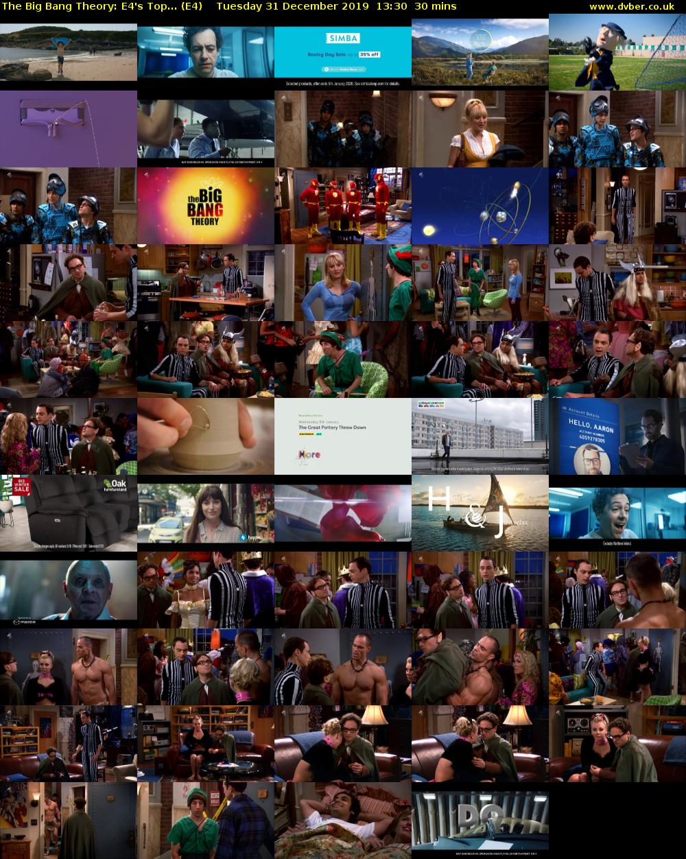 The Big Bang Theory: E4's Top... (E4) Tuesday 31 December 2019 13:30 - 14:00