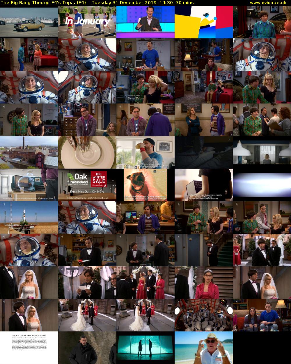 The Big Bang Theory: E4's Top... (E4) Tuesday 31 December 2019 14:30 - 15:00