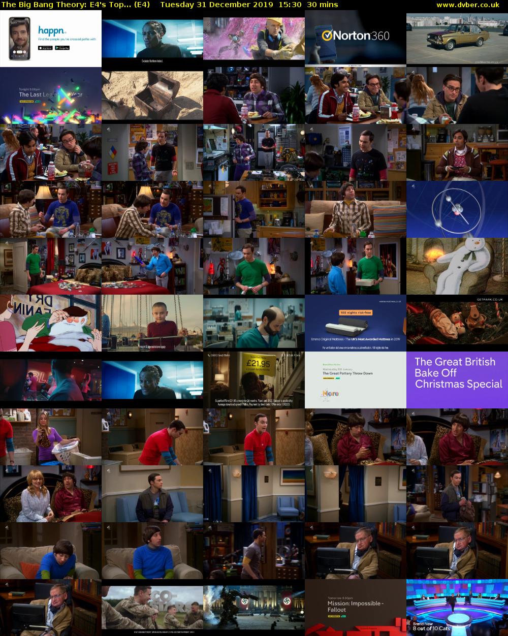 The Big Bang Theory: E4's Top... (E4) Tuesday 31 December 2019 15:30 - 16:00