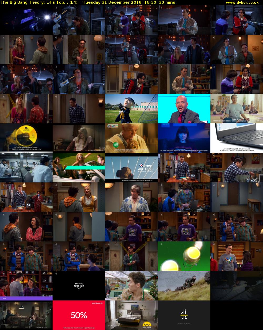 The Big Bang Theory: E4's Top... (E4) Tuesday 31 December 2019 16:30 - 17:00