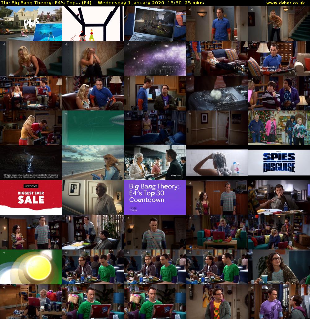 The Big Bang Theory: E4's Top... (E4) Wednesday 1 January 2020 15:30 - 15:55