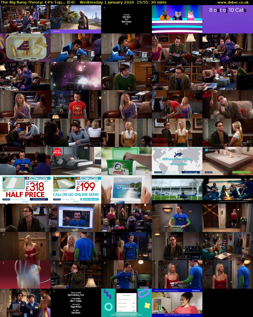 The Big Bang Theory: E4's Top... (E4) Wednesday 1 January 2020 15:55 - 16:25