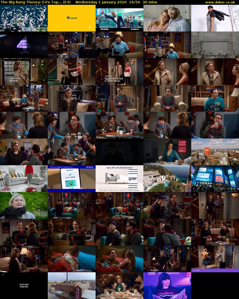 The Big Bang Theory: E4's Top... (E4) Wednesday 1 January 2020 16:50 - 17:20