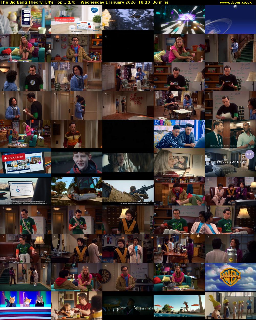 The Big Bang Theory: E4's Top... (E4) Wednesday 1 January 2020 18:20 - 18:50