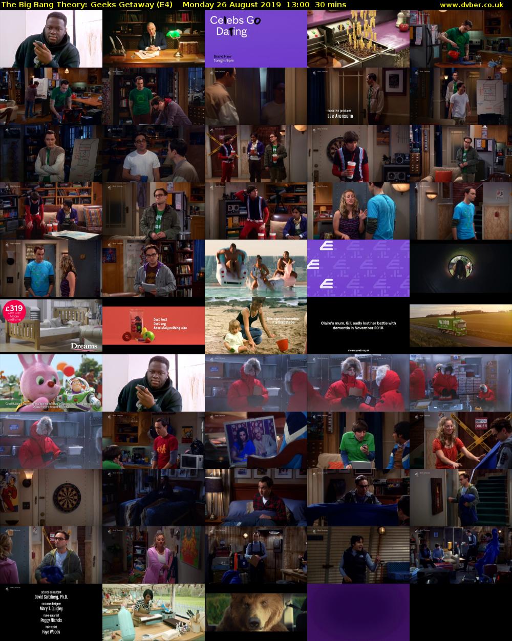 The Big Bang Theory: Geeks Getaway (E4) Monday 26 August 2019 13:00 - 13:30