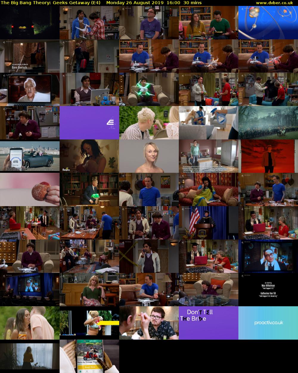 The Big Bang Theory: Geeks Getaway (E4) Monday 26 August 2019 16:00 - 16:30