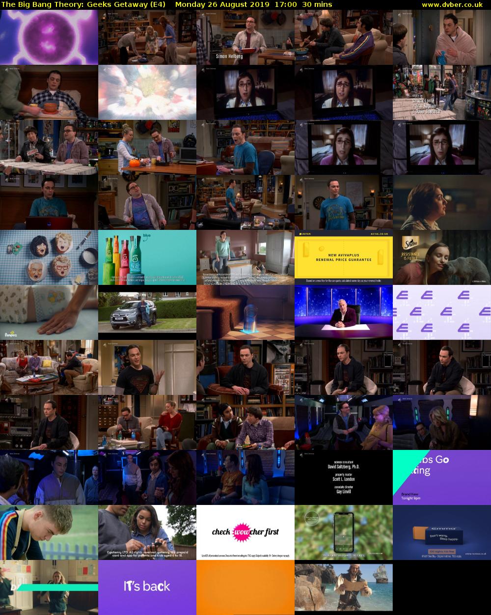 The Big Bang Theory: Geeks Getaway (E4) Monday 26 August 2019 17:00 - 17:30