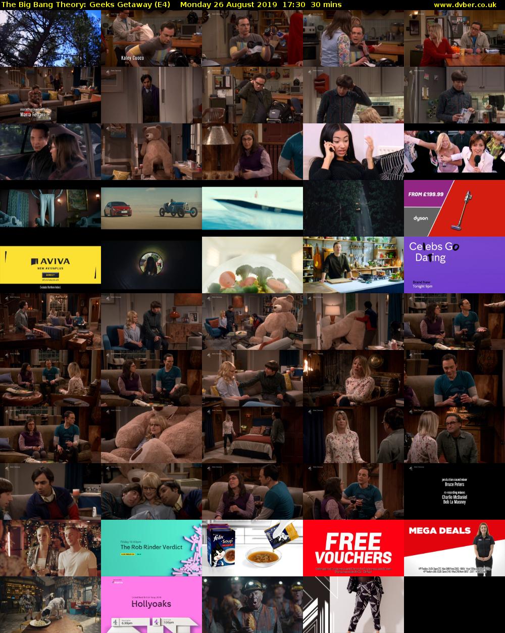 The Big Bang Theory: Geeks Getaway (E4) Monday 26 August 2019 17:30 - 18:00