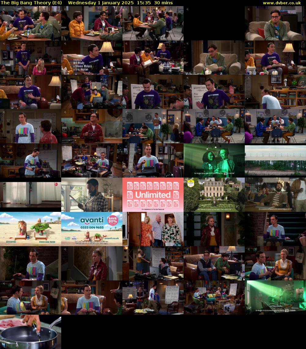 The Big Bang Theory (E4) Wednesday 1 January 2025 15:35 - 16:05