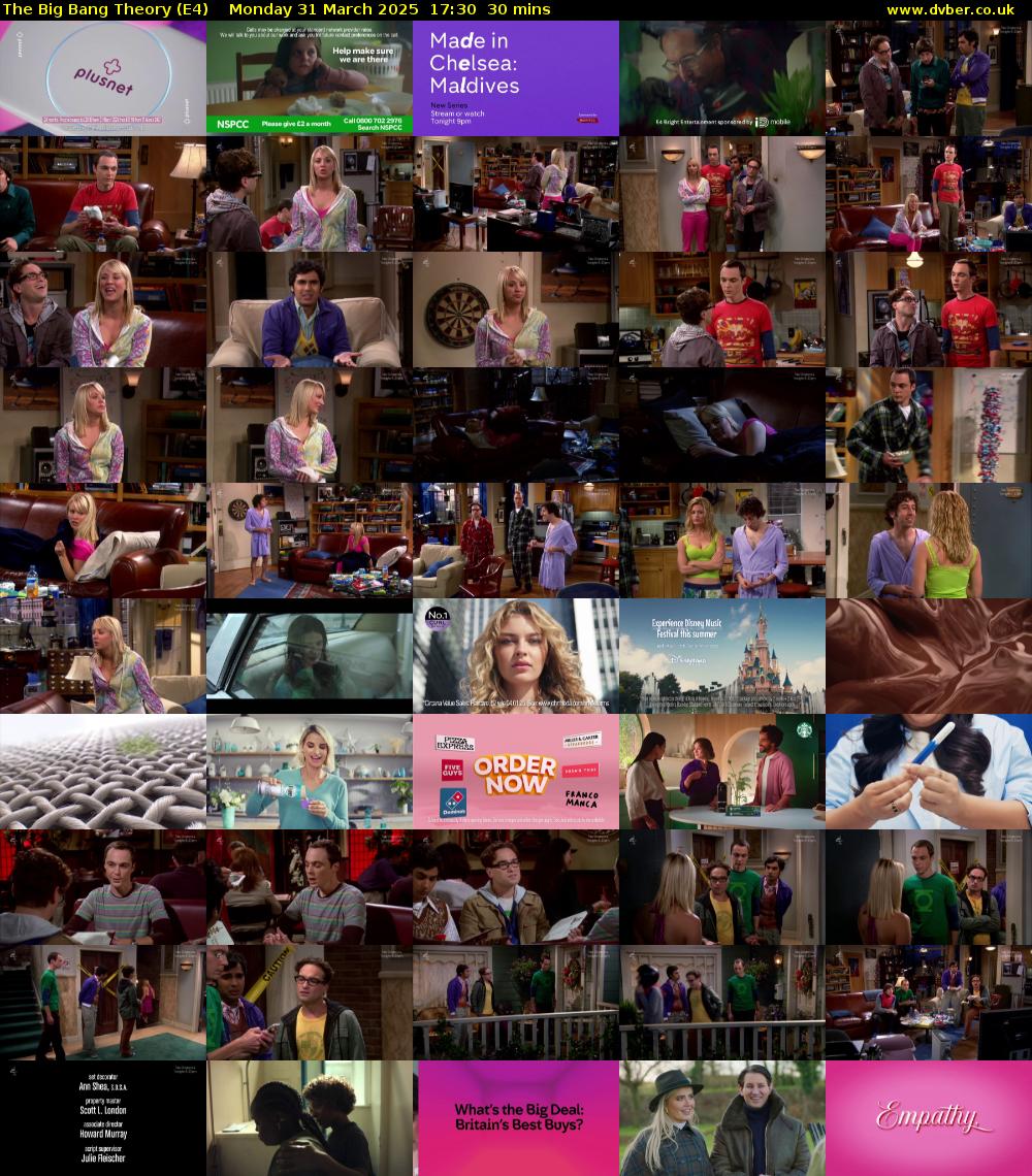The Big Bang Theory (E4) Monday 31 March 2025 17:30 - 18:00
