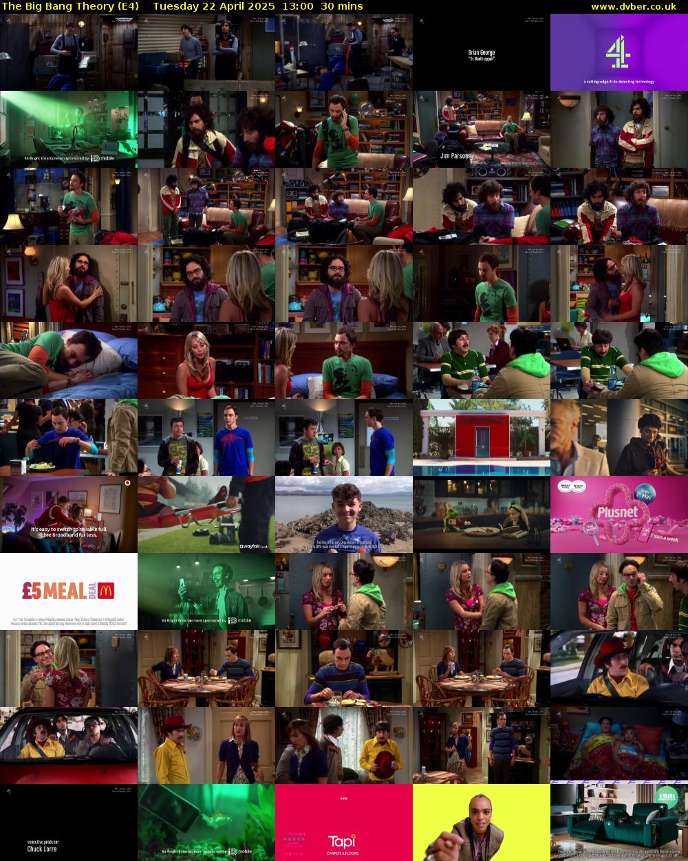 The Big Bang Theory (E4) Tuesday 22 April 2025 13:00 - 13:30