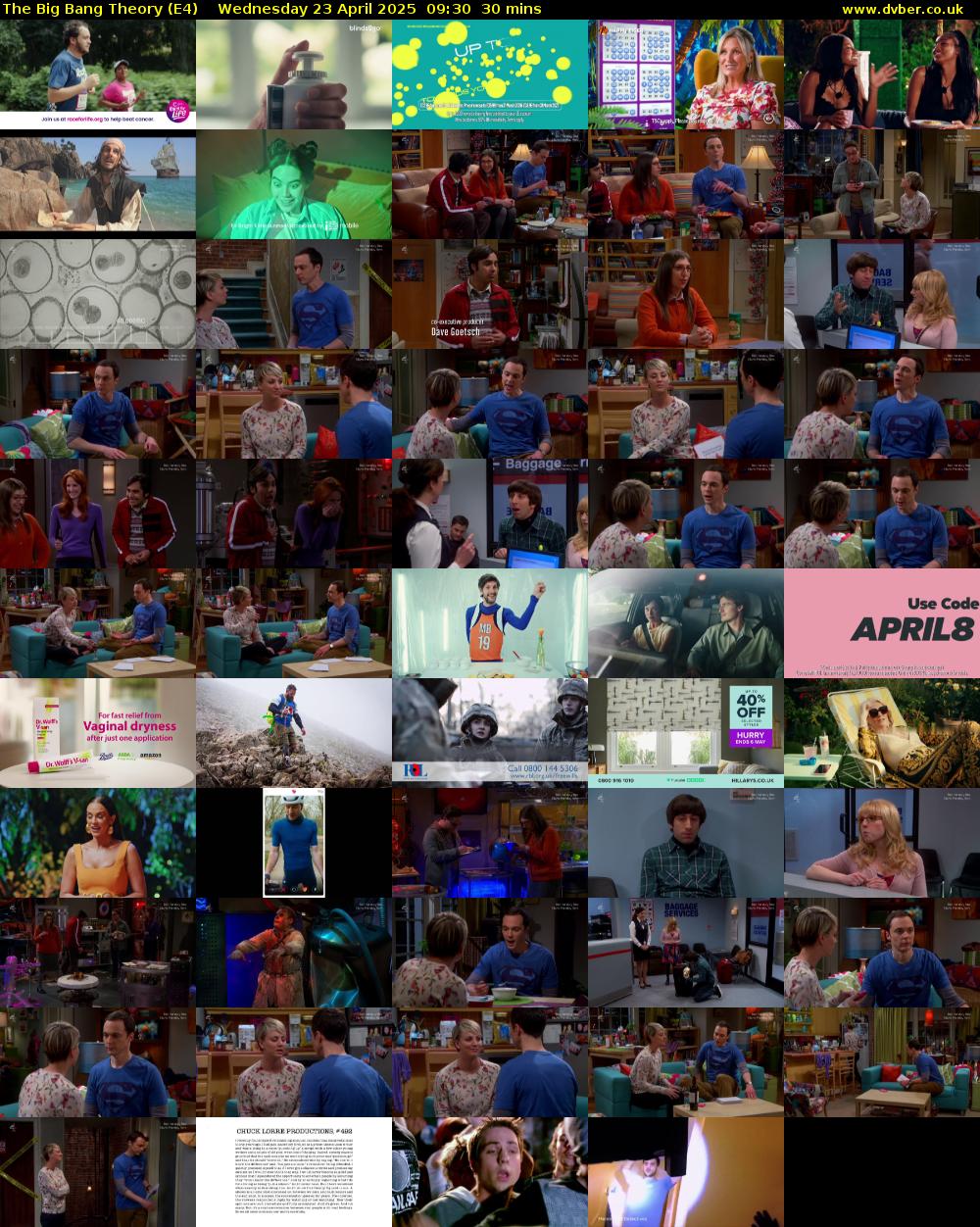 The Big Bang Theory (E4) Wednesday 23 April 2025 09:30 - 10:00